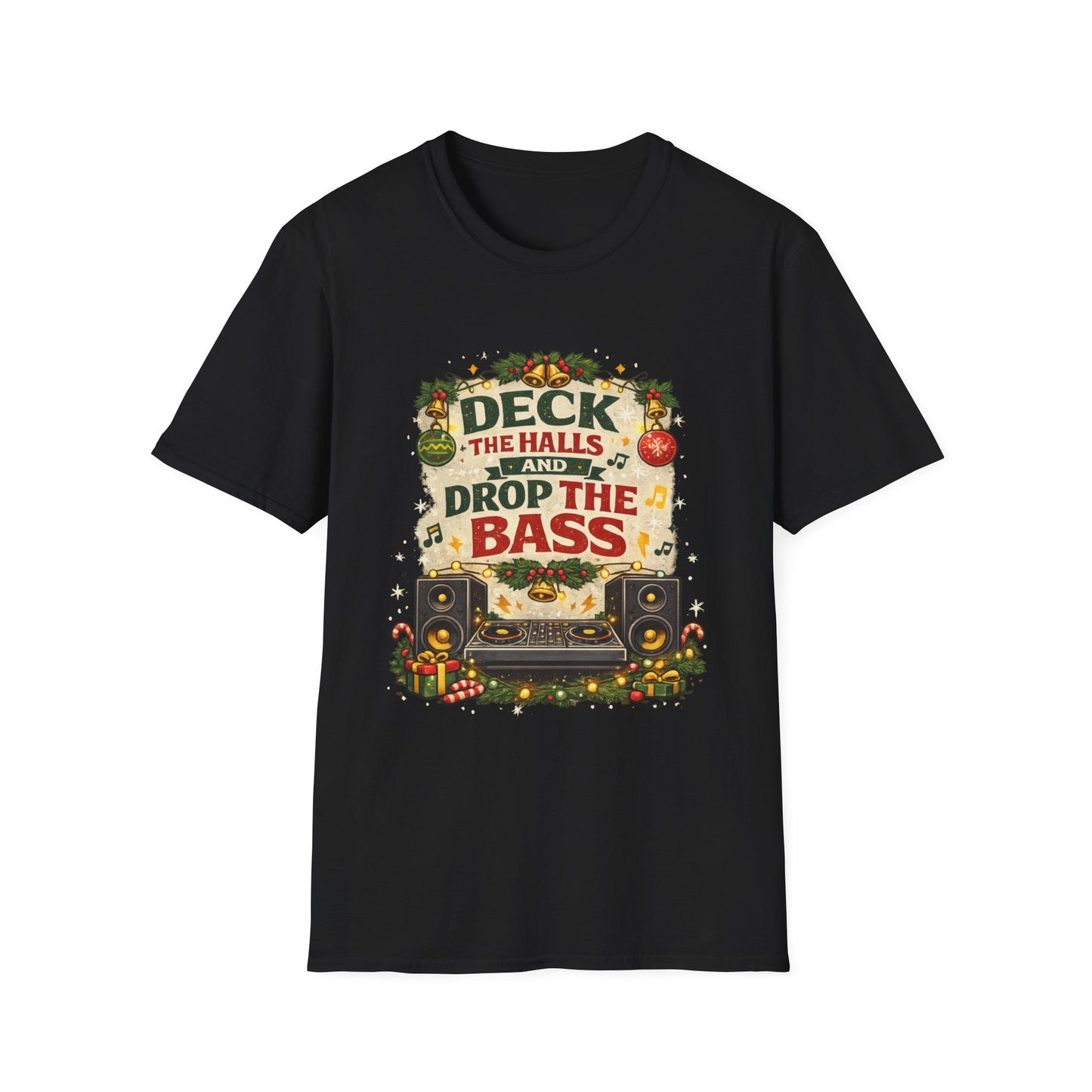 Deck the Halls and Drop the Bass Shirt | Funny DJ Christmas Tee