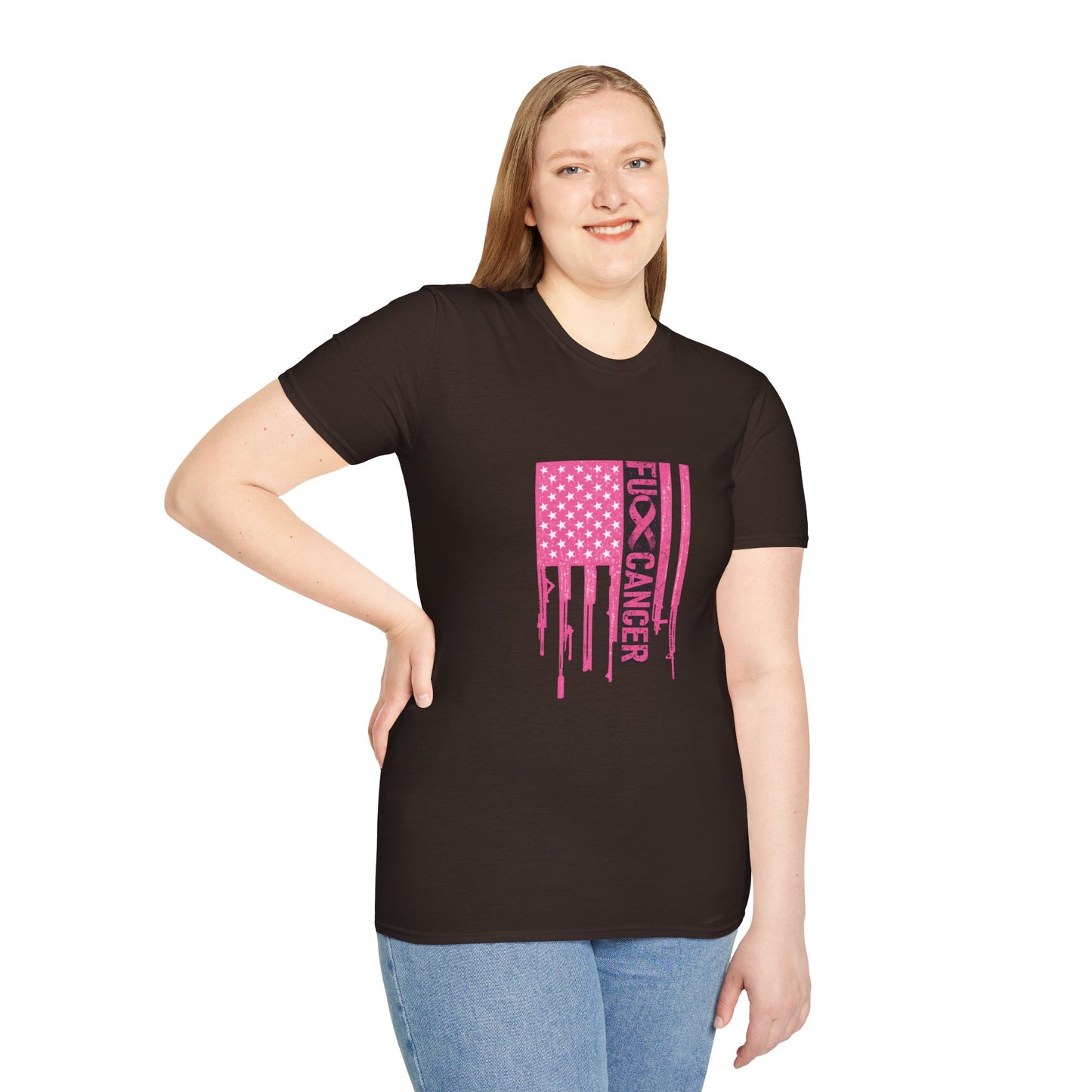 Breast Cancer Awareness Flag T-Shirt — Pink "Kick Cancer" Drip Design