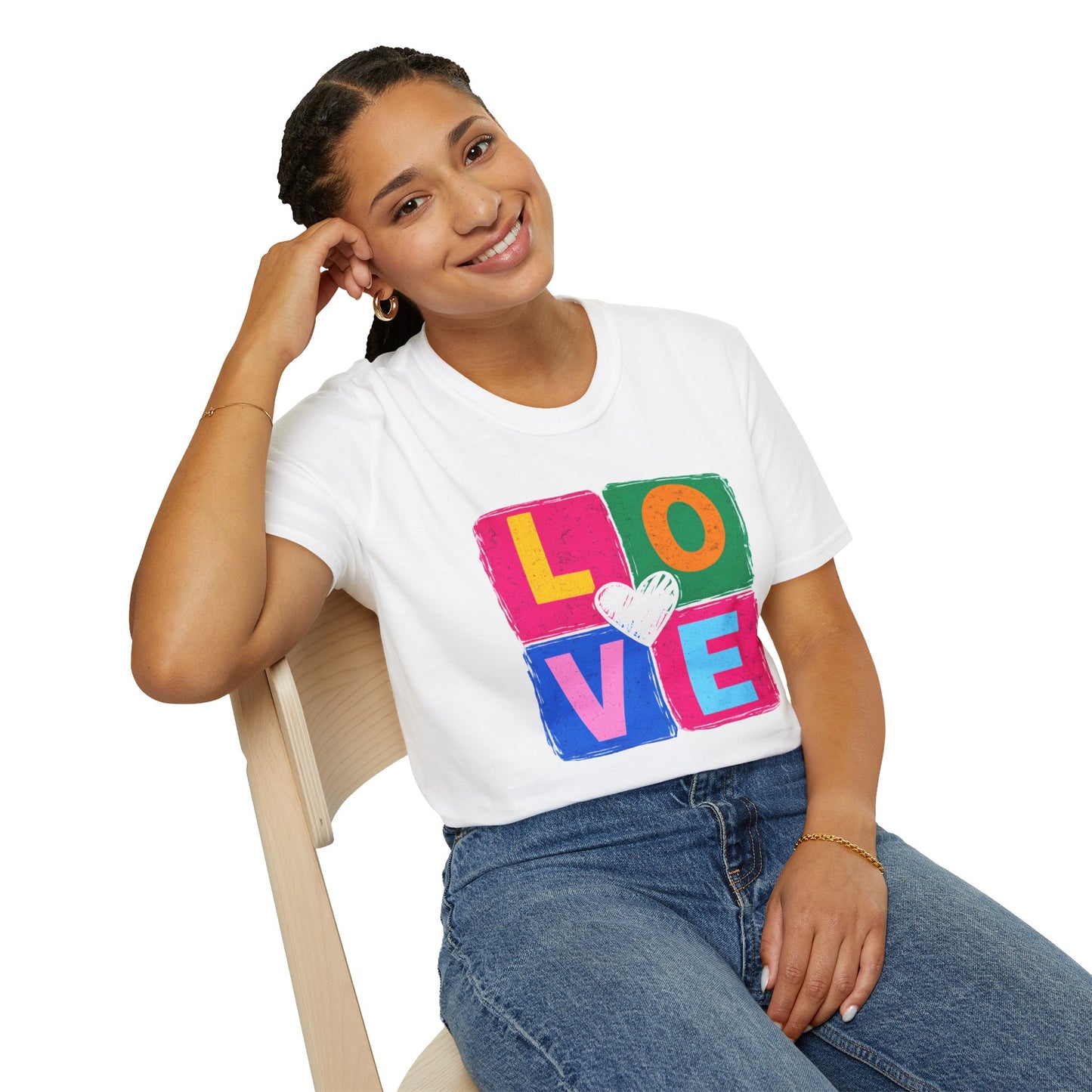 Colorful LOVE Pop Art Heart Graphic T-Shirt