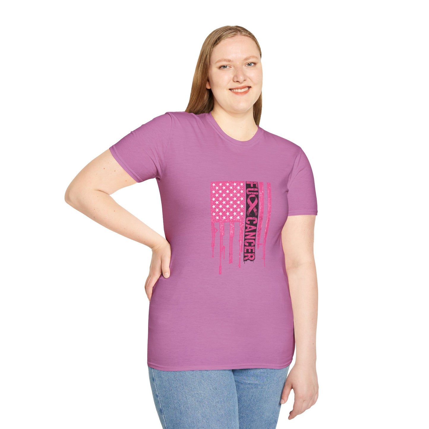Breast Cancer Awareness Flag T-Shirt — Pink "Kick Cancer" Drip Design