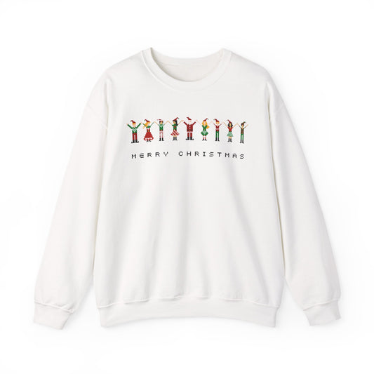 Holiday Cheer Sweatshirt – Pixel Art Merry Christmas Crewneck