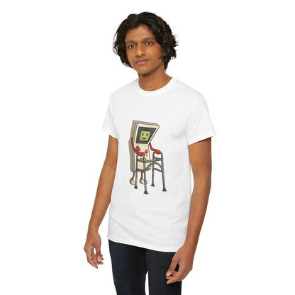 Aging Retro Gamer With Walker – Funny Old School Gamer Shirt