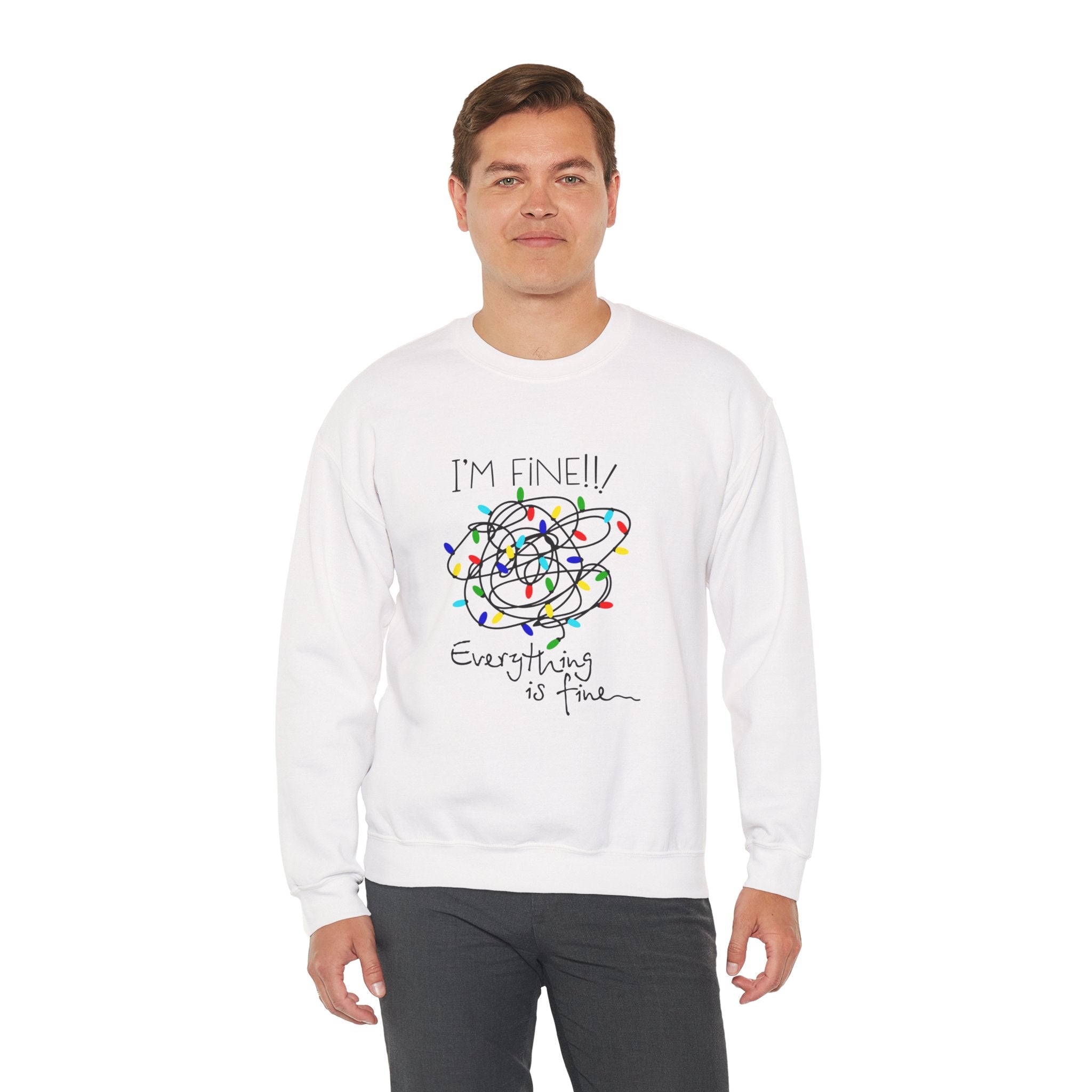 I’m Fine!! Everything Is Fine Sweatshirt – Funny Holiday Lights Crewneck