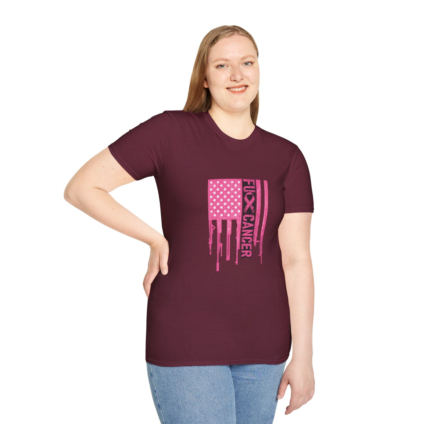 Breast Cancer Awareness Flag T-Shirt — Pink "Kick Cancer" Drip Design