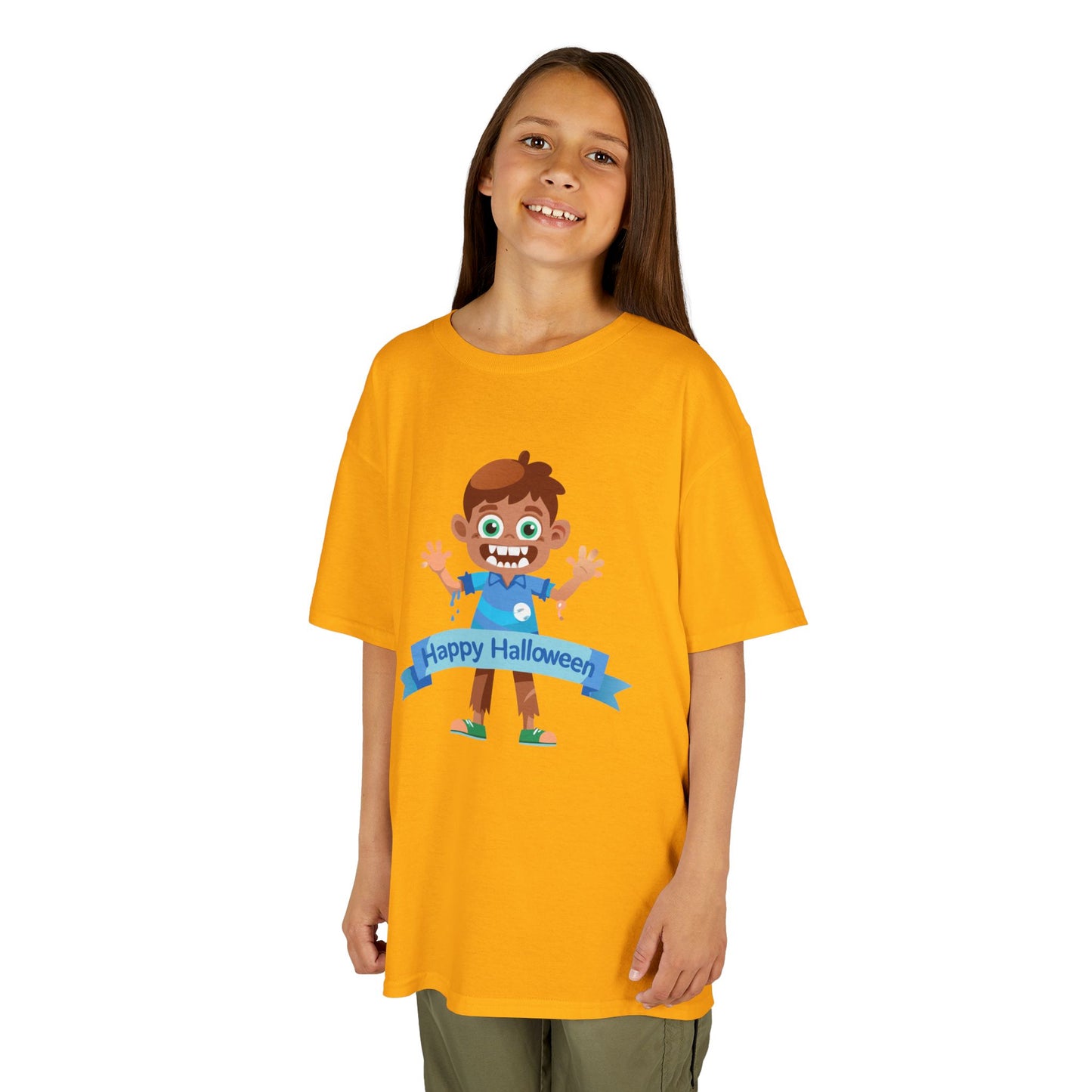 Happy Halloween: Fun Cartoon Boy Scary Face Graphic Kids' T-Shirt