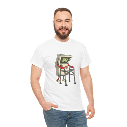 Aging Retro Gamer With Walker – Funny Old School Gamer Shirt