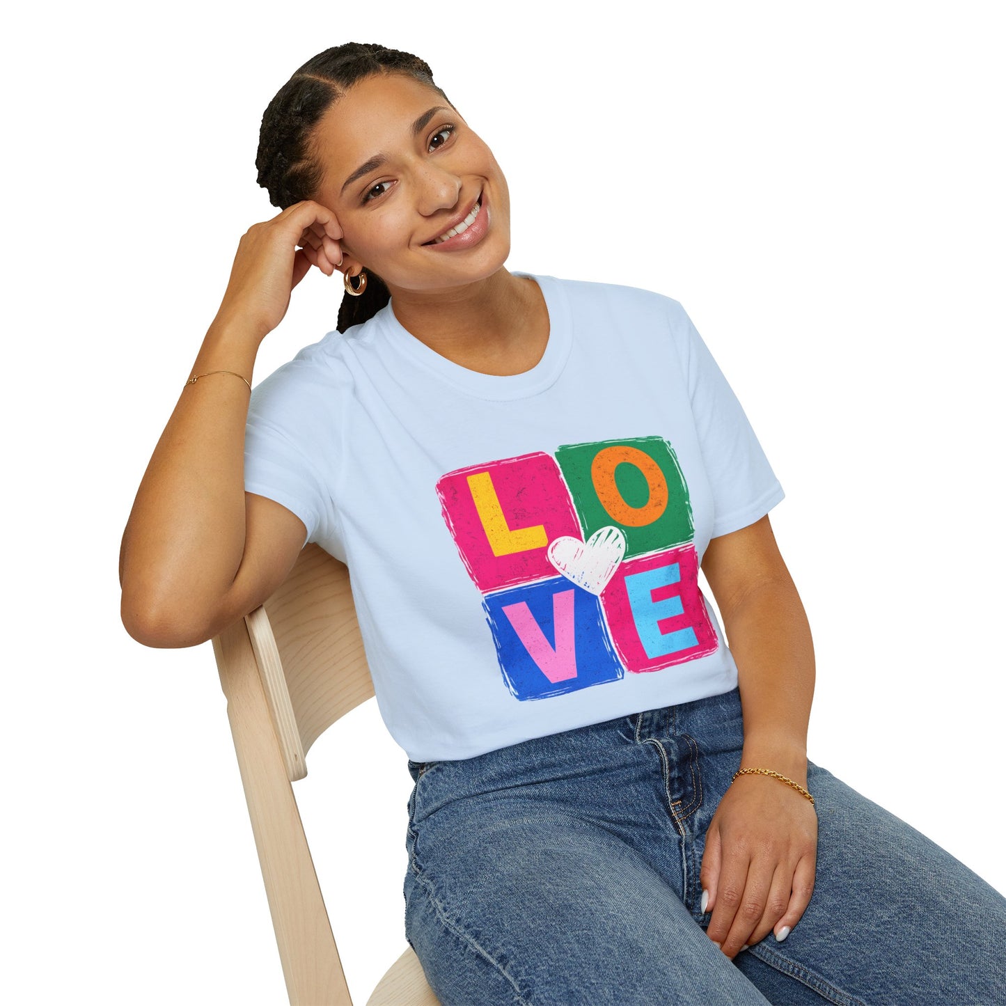 Colorful LOVE Pop Art Heart Graphic T-Shirt