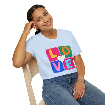 Colorful LOVE Pop Art Heart Graphic T-Shirt
