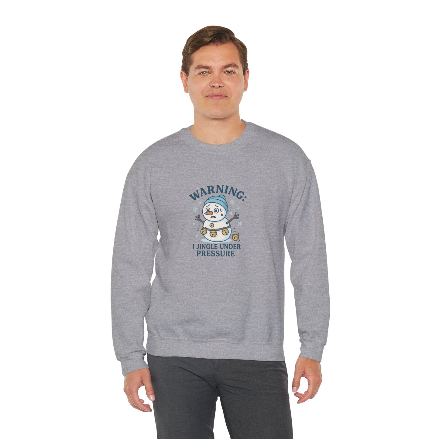 Warning: I Jingle Under Pressure Christmas Sweatshirt – Cute Funny Holiday Crewneck