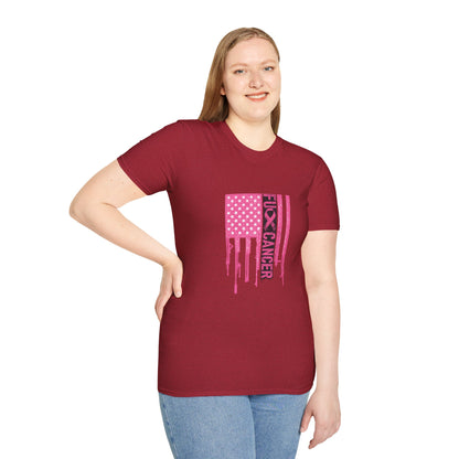 Breast Cancer Awareness Flag T-Shirt — Pink "Kick Cancer" Drip Design