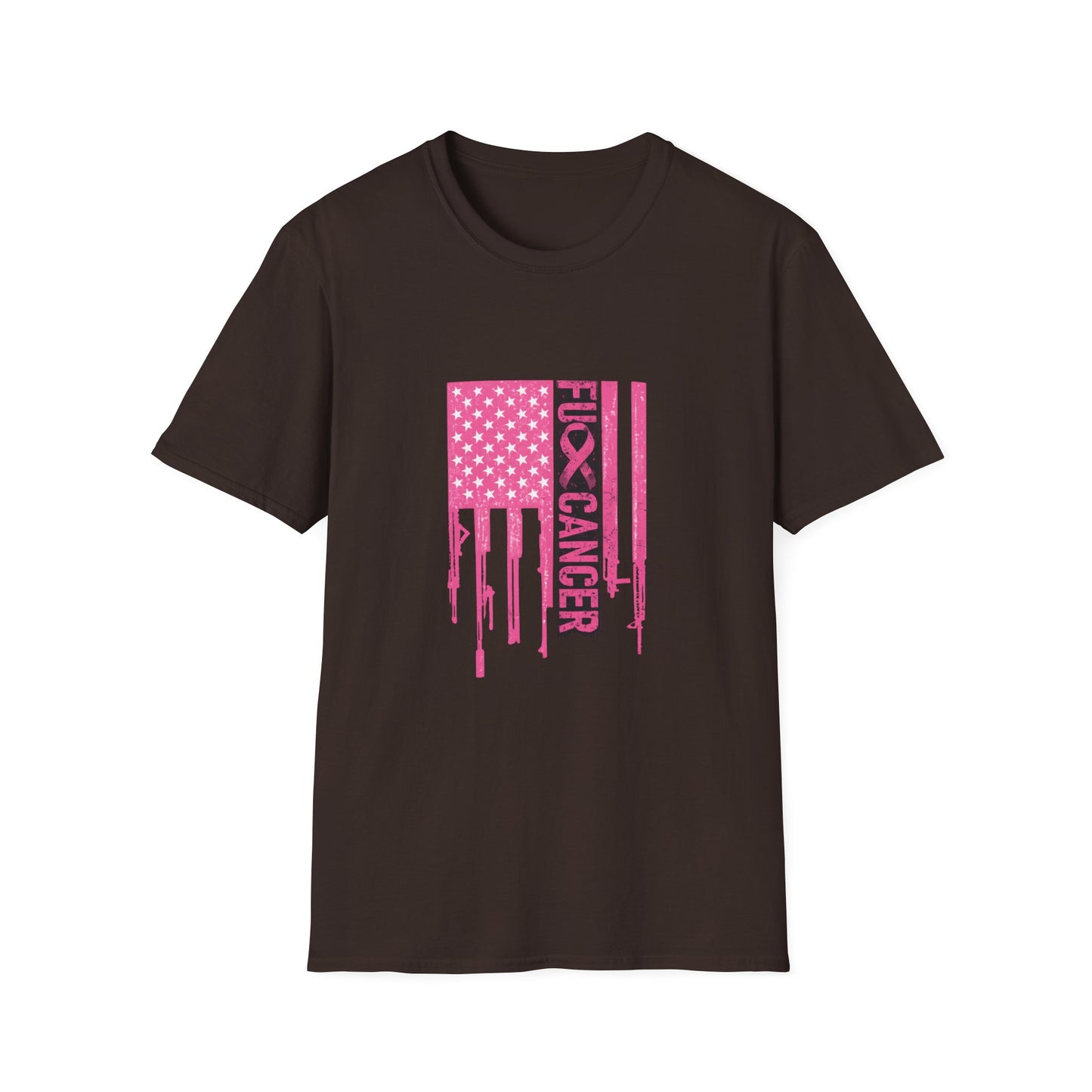 Breast Cancer Awareness Flag T-Shirt — Pink "Kick Cancer" Drip Design