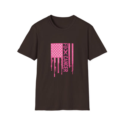 Breast Cancer Awareness Flag T-Shirt — Pink "Kick Cancer" Drip Design