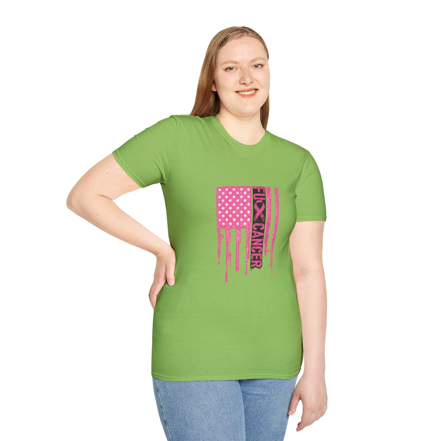 Breast Cancer Awareness Flag T-Shirt — Pink "Kick Cancer" Drip Design