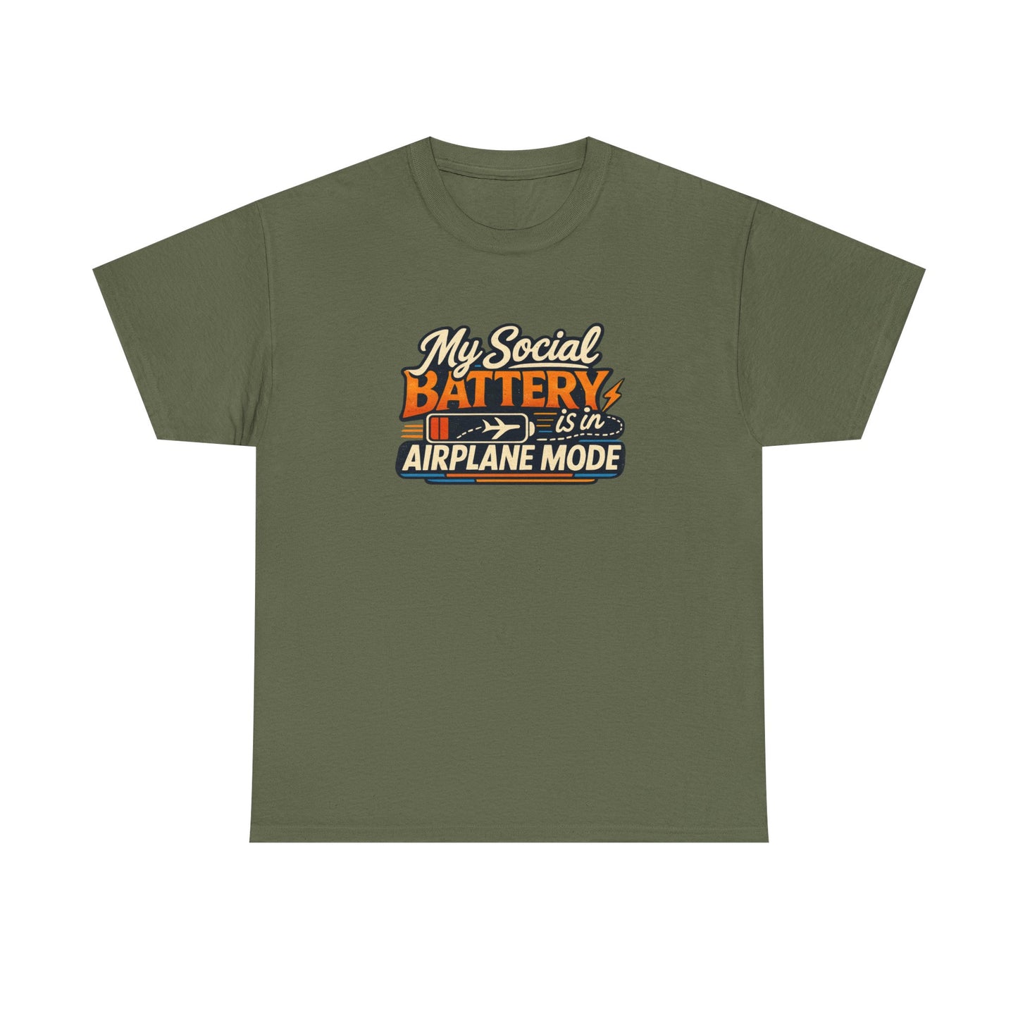 Airplane Mode Tee - "My Social Battery Is In Airplane Mode" Graphic Shirt