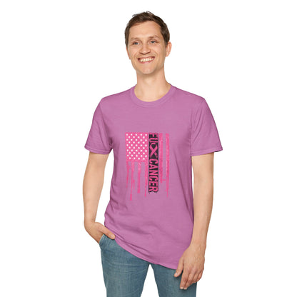 Breast Cancer Awareness Flag T-Shirt — Pink "Kick Cancer" Drip Design
