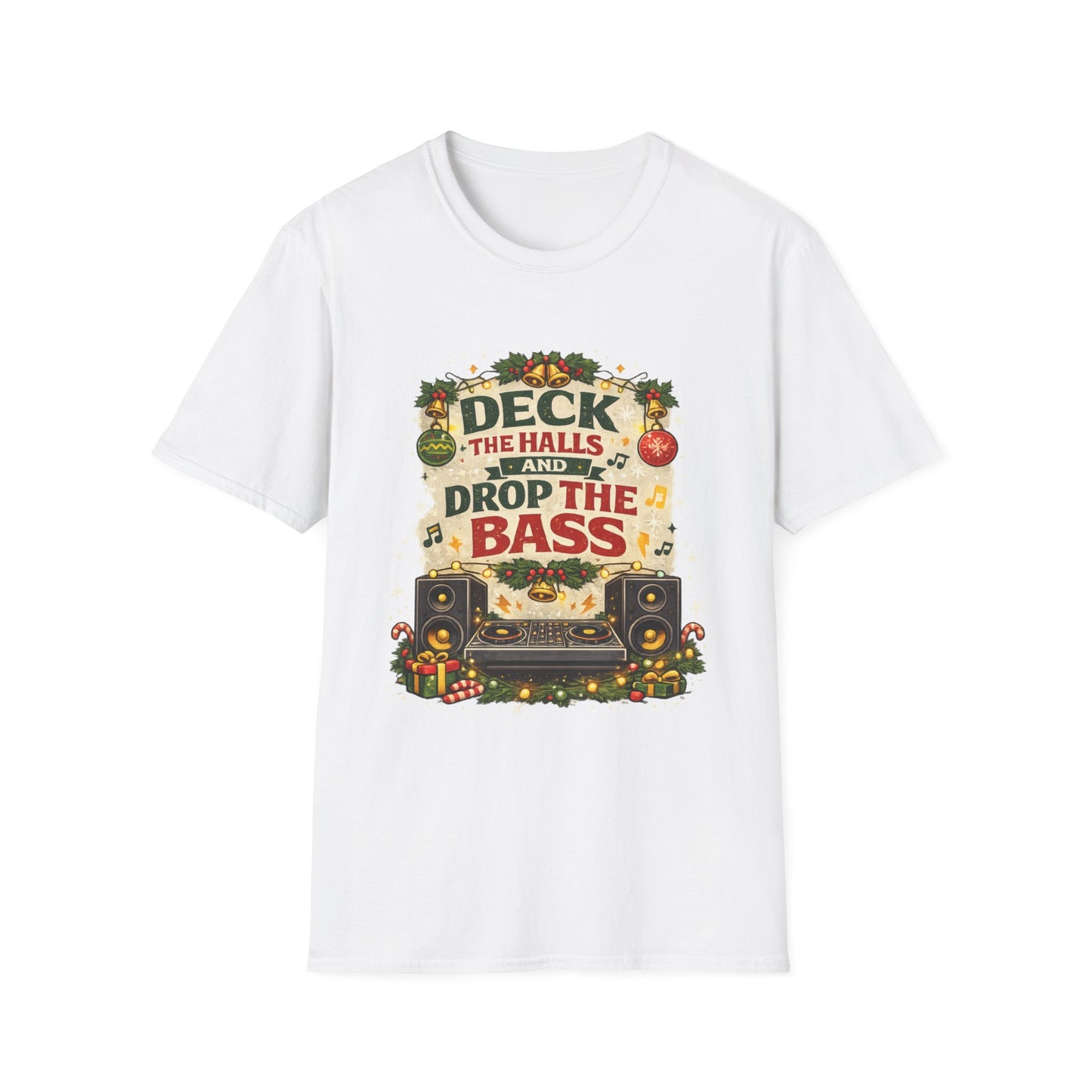 Deck the Halls and Drop the Bass Shirt | Funny DJ Christmas Tee