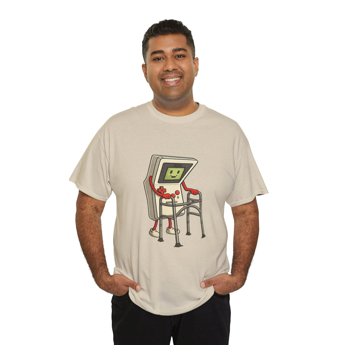 Aging Retro Gamer With Walker – Funny Old School Gamer Shirt