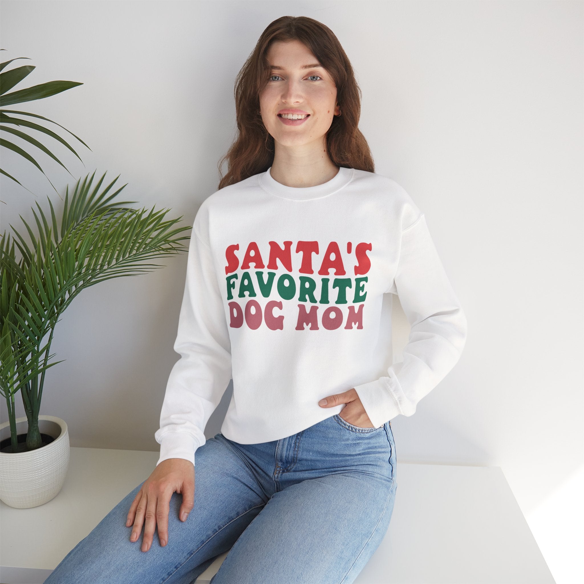 Santa's Favorite Dog Mom Sweatshirt - Cozy Christmas Gift for Dog Moms