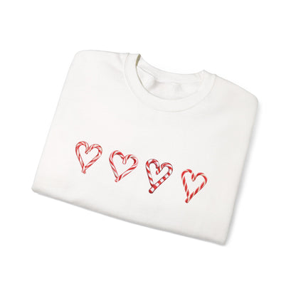 Candy Cane Hearts Sweatshirt – Sweet and Cozy Christmas Holiday Pullover