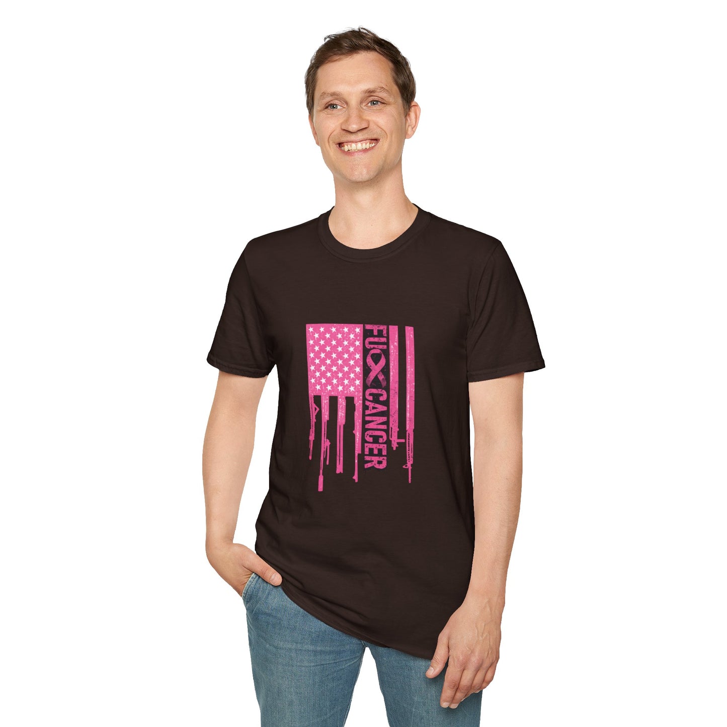 Breast Cancer Awareness Flag T-Shirt — Pink "Kick Cancer" Drip Design