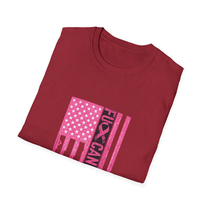 Breast Cancer Awareness Flag T-Shirt — Pink "Kick Cancer" Drip Design