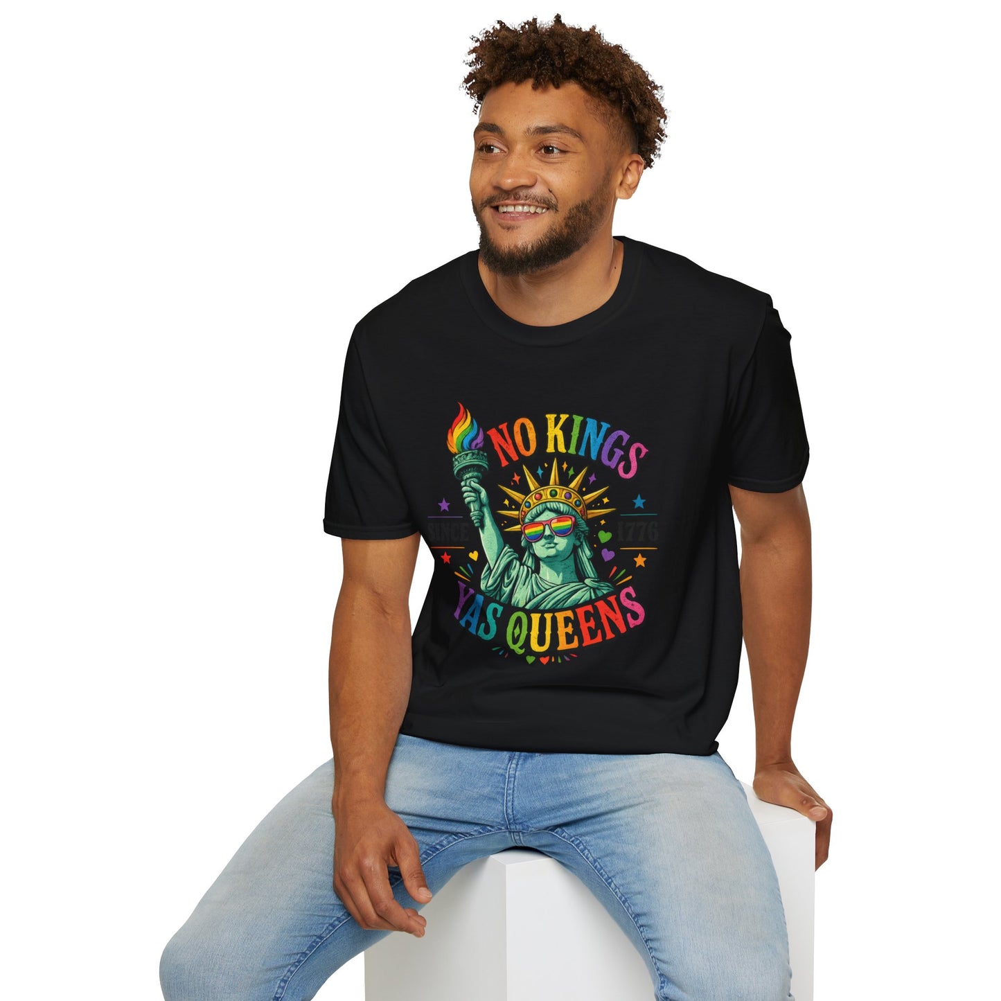 No Kings Since 1776 Yas Queens LGBTQ Pride Shirt | Statue of Liberty Rainbow Tee