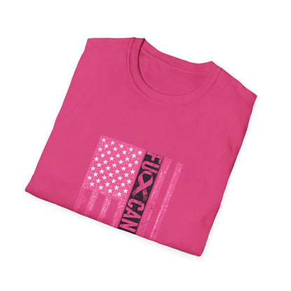 Breast Cancer Awareness Flag T-Shirt — Pink "Kick Cancer" Drip Design