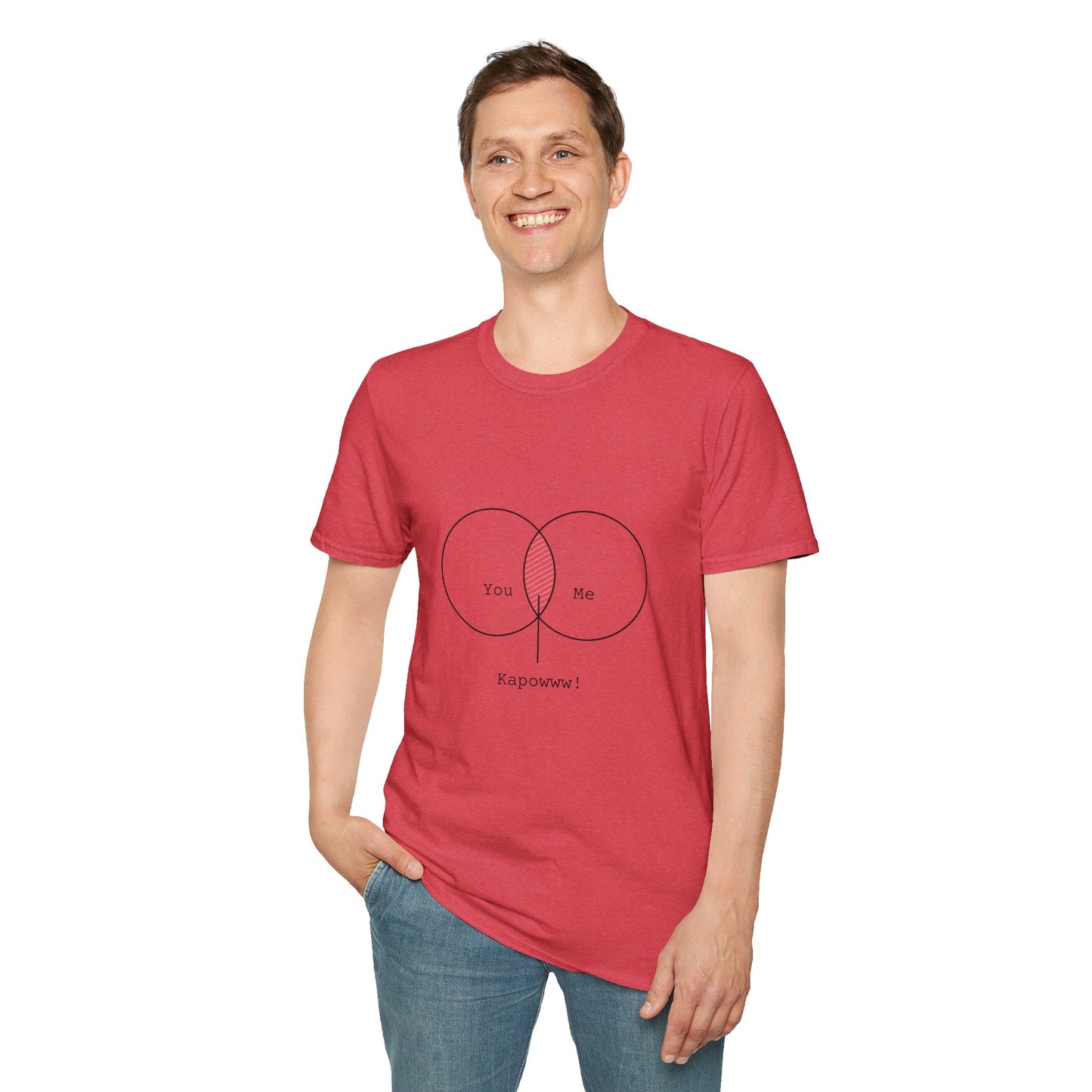You + Me = Kapowww! T-Shirt – Funny Geek Love Venn Diagram Tee