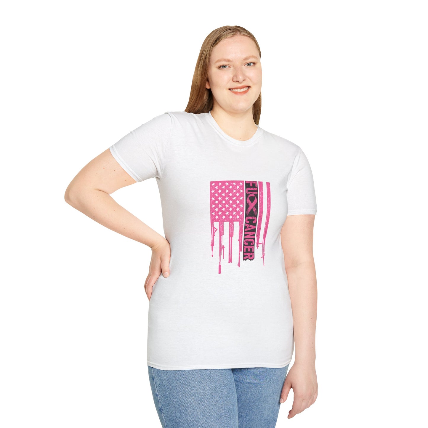 Breast Cancer Awareness Flag T-Shirt — Pink "Kick Cancer" Drip Design