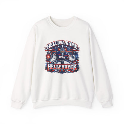 HelluVa Game Hellebuyck Sweatshirt – Red White & Blue Hockey Fan Sweatshirt