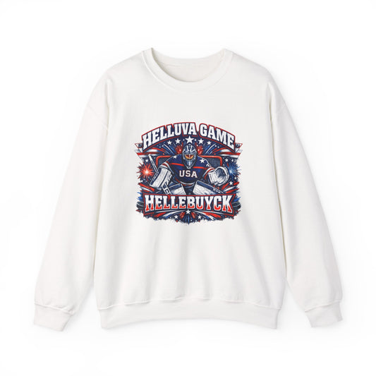 HelluVa Game Hellebuyck Sweatshirt – Red White & Blue Hockey Fan Sweatshirt