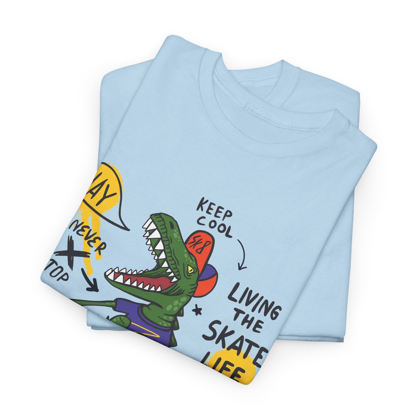 Dinosaur Skateboard T-Shirt – “Living the Skate Life” Graphic Tee