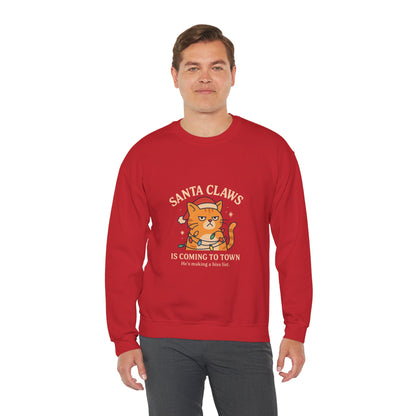 Sweatshirt — "Santa Claws is Coming to Town" Cute Cat Christmas Crewneck