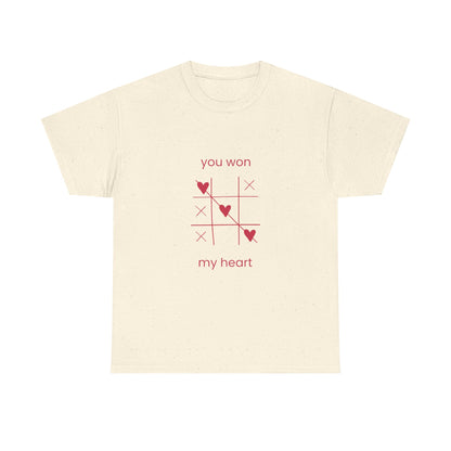 You Won My Heart Valentine Shirt – Cute Tic Tac Toe Love Tee, Romantic Gift for Her, Pink Valentine’s T-Shirt