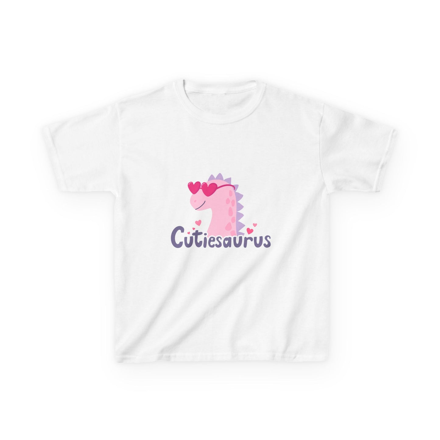 Kids T-Shirt — "Cutiesaurus" Pink Heart Dinosaur Tee