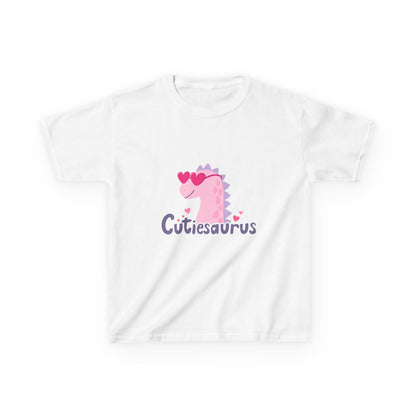 Kids T-Shirt — "Cutiesaurus" Pink Heart Dinosaur Tee
