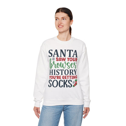 Santa Saw Your Browser History Sweatshirt – Funny Christmas Crewneck Gift