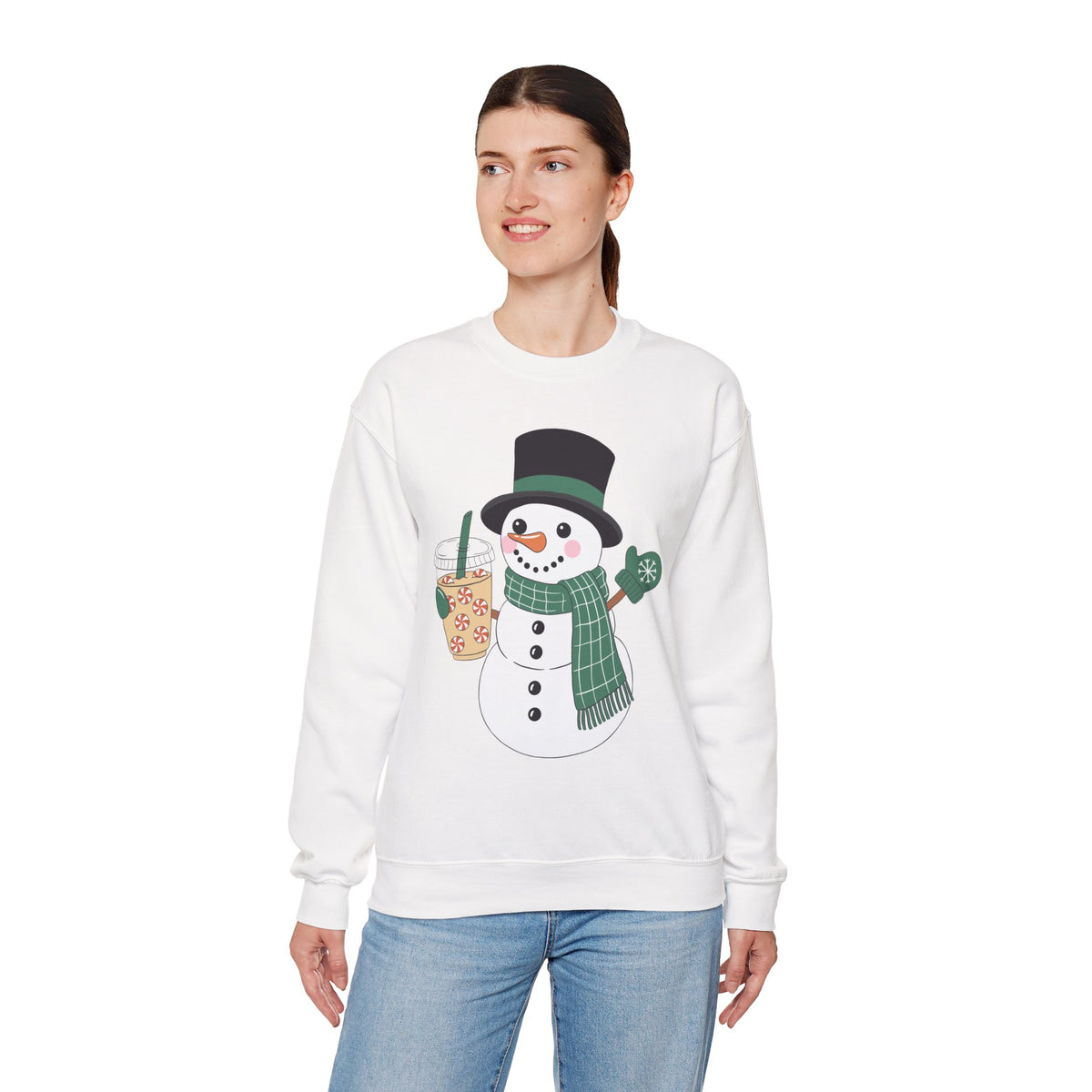 Frosty Festive Sweatshirt – Cute Snowman Holiday Pullover for Coffee Lovers