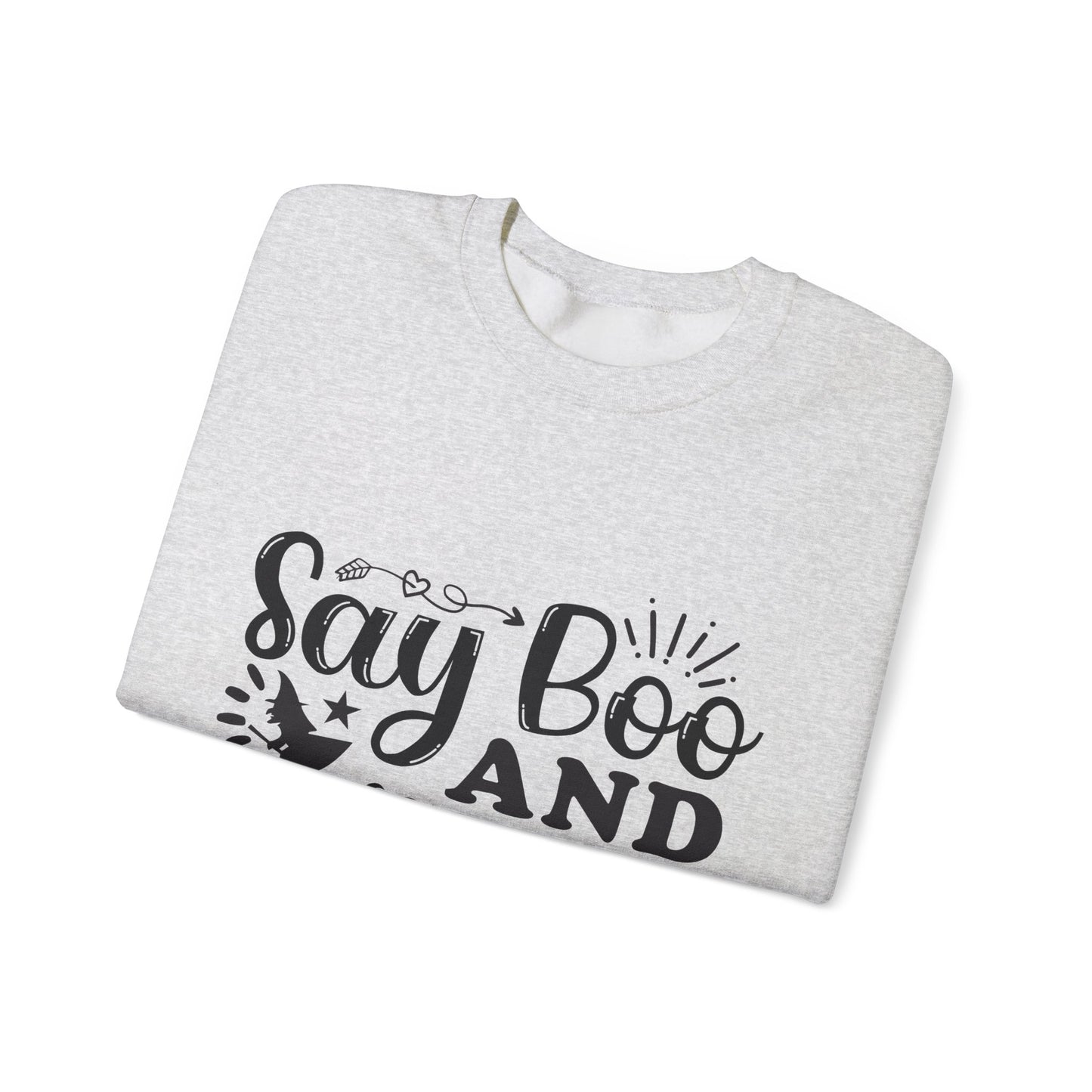Say Boo and Carry On Funny Halloween Sweatshirt | Spooky Season Crewneck