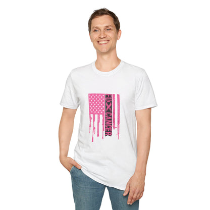 Breast Cancer Awareness Flag T-Shirt — Pink "Kick Cancer" Drip Design