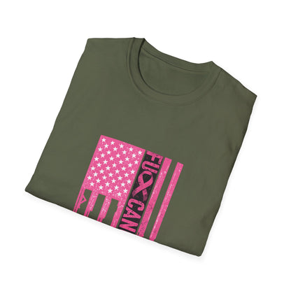 Breast Cancer Awareness Flag T-Shirt — Pink "Kick Cancer" Drip Design