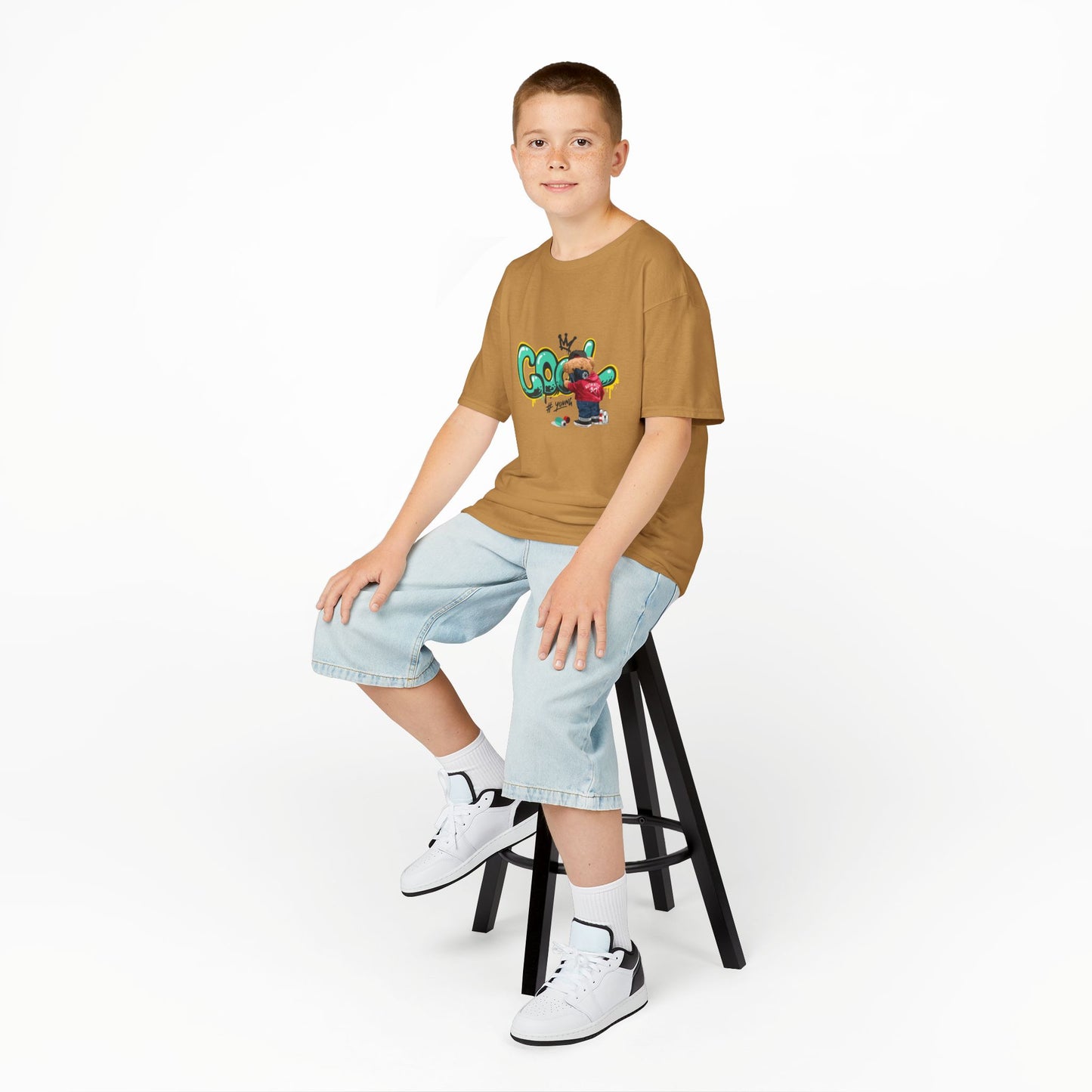 COOL Teddy Bear Graphic Kids' T-Shirt – "Authentic Boy" for Little Trendsetters!