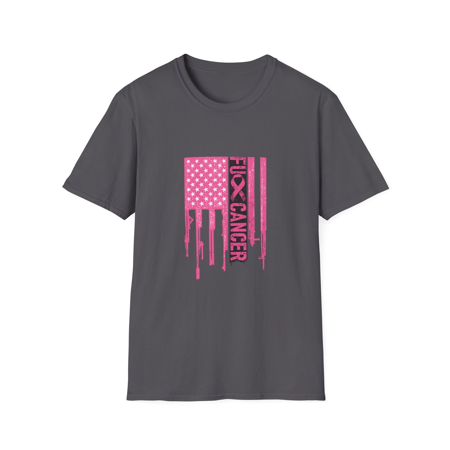 Breast Cancer Awareness Flag T-Shirt — Pink "Kick Cancer" Drip Design