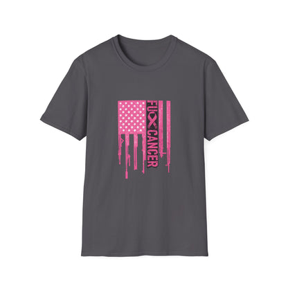 Breast Cancer Awareness Flag T-Shirt — Pink "Kick Cancer" Drip Design