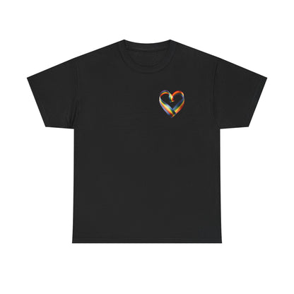 Minimalist Pride Heart T-Shirt – Subtle LGBTQ+ Rainbow Graphic Tee