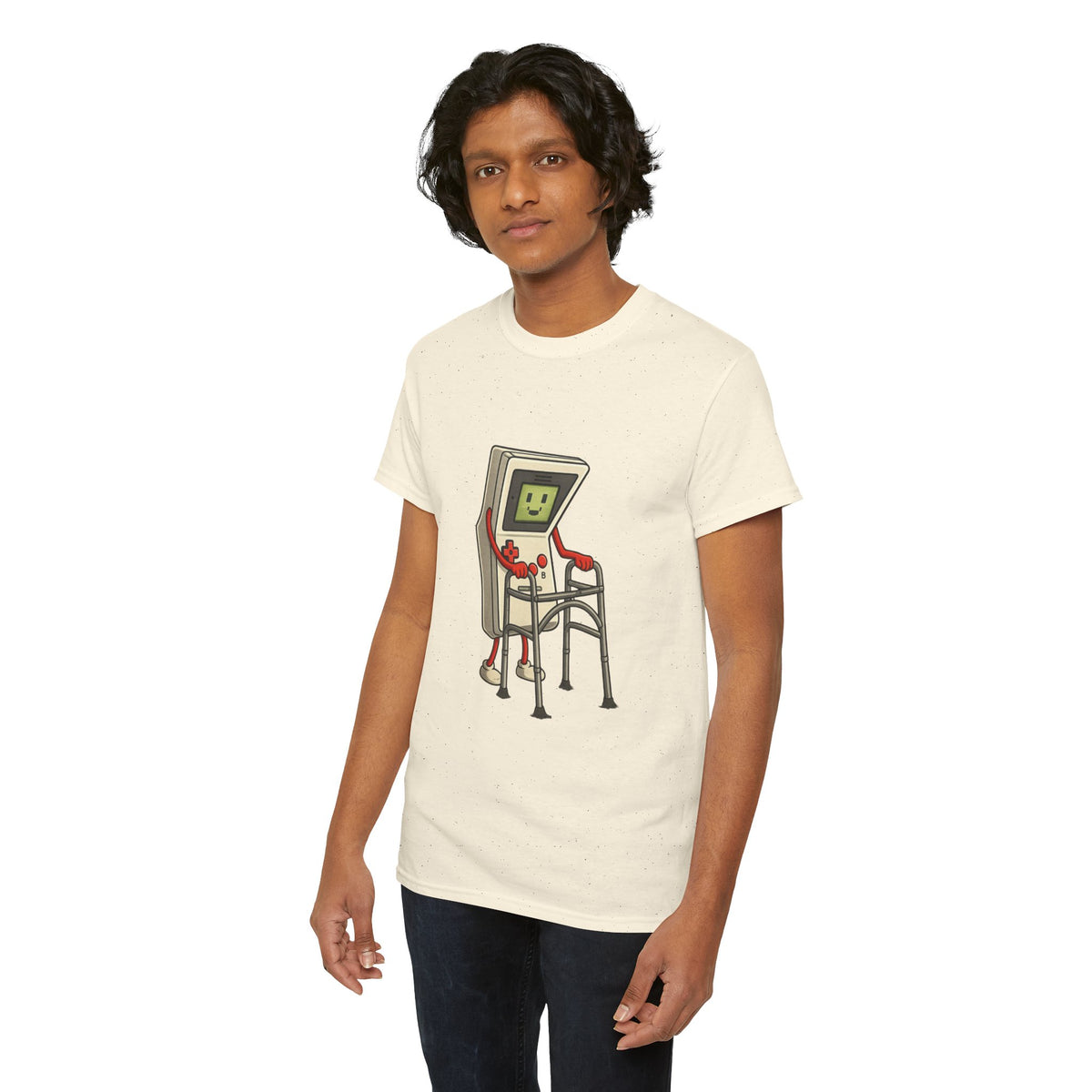Aging Retro Gamer With Walker – Funny Old School Gamer Shirt