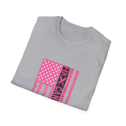 Breast Cancer Awareness Flag T-Shirt — Pink "Kick Cancer" Drip Design