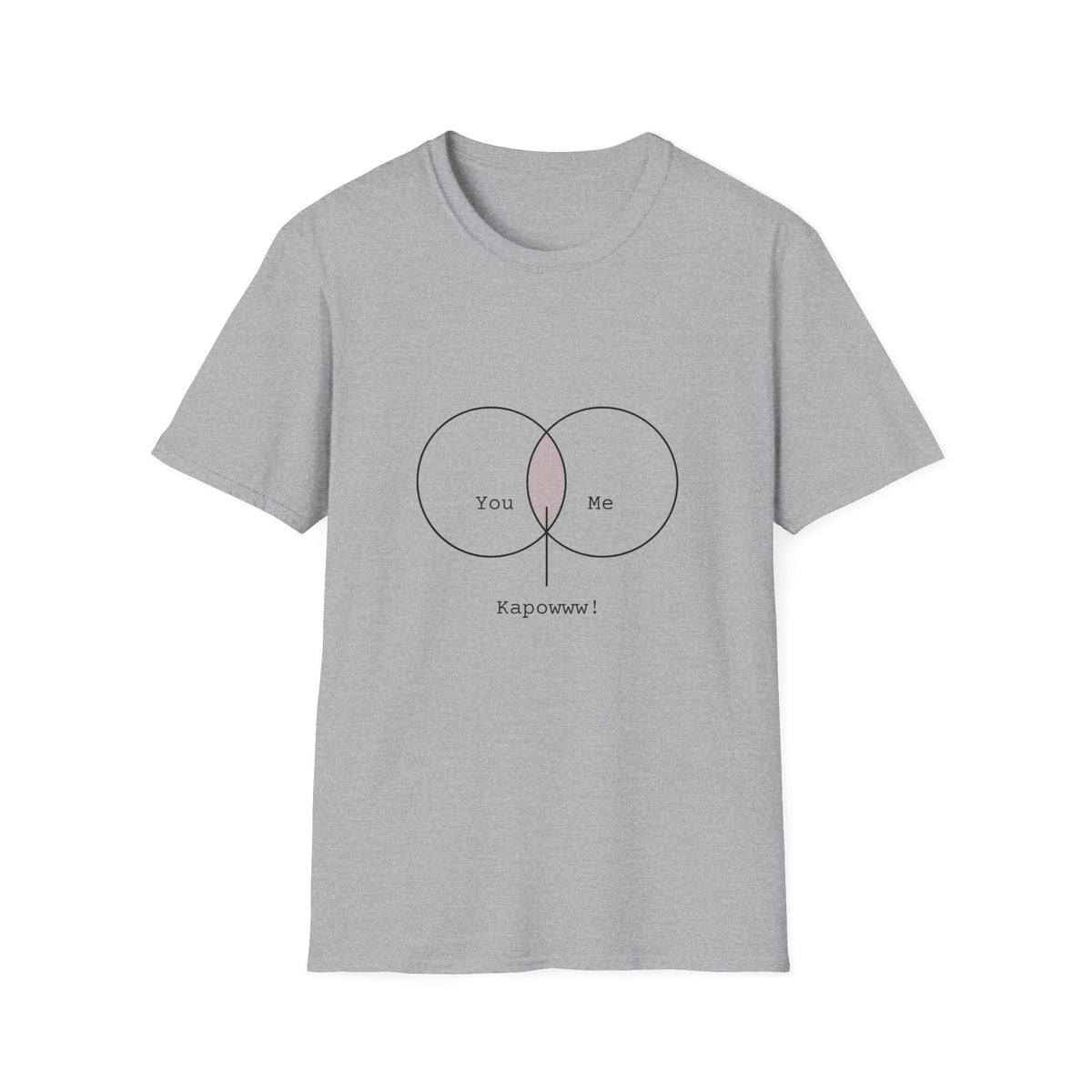 You + Me = Kapowww! T-Shirt – Funny Geek Love Venn Diagram Tee
