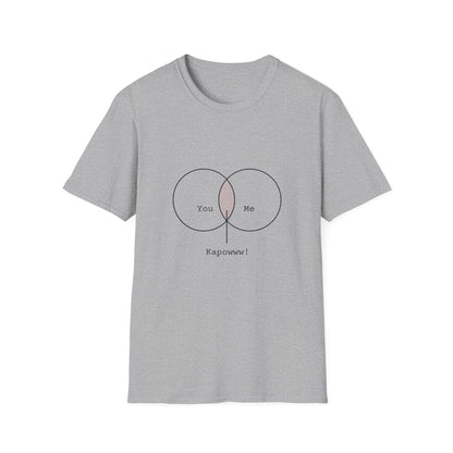 You + Me = Kapowww! T-Shirt – Funny Geek Love Venn Diagram Tee