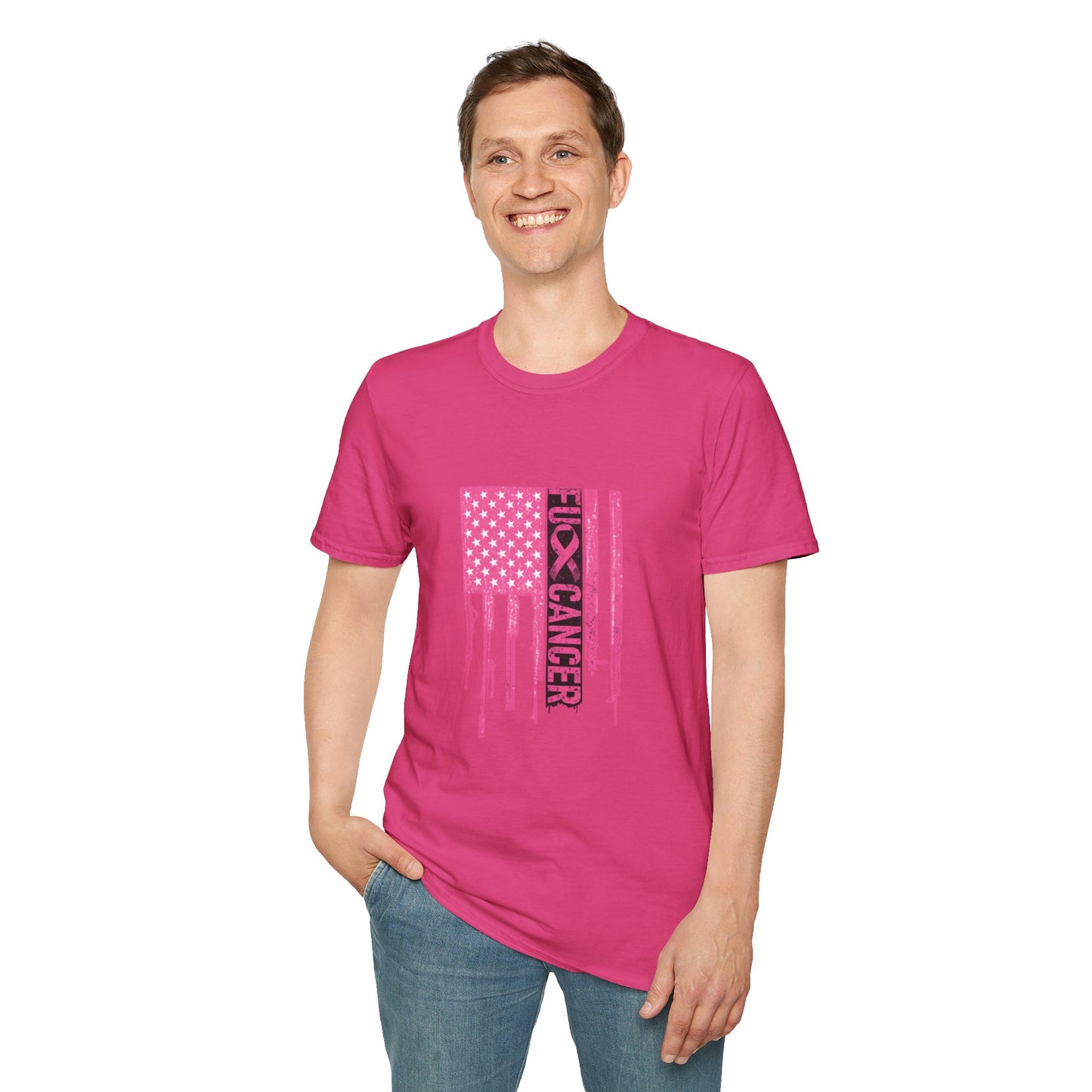 Breast Cancer Awareness Flag T-Shirt — Pink "Kick Cancer" Drip Design